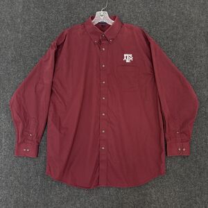 Texas A&M Aggies Shirt Men's XL Maroon Burgundy Button Front Long Sleeve
